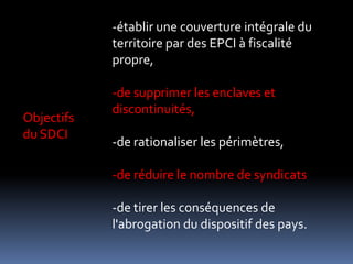 Ch. 1 – Disposition communes Définition  des contours de la notion d'EPCI et de groupement de collectivités territoriales Prévoir explicitement que toute compétence communale peut faire l'objet d'un transfert à un EPCI ou à un syndicat mixte. 