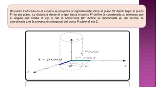 Un punto P ubicado en el espacio se proyecta ortogonalmente sobre el plano XY dando lugar al punto
P’ en ese plano. La dis...
