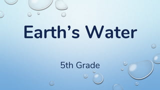 Earth’s Water
5th Grade
 