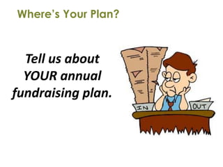Where’s Your Plan?



  Tell us about
  YOUR annual
fundraising plan.
 