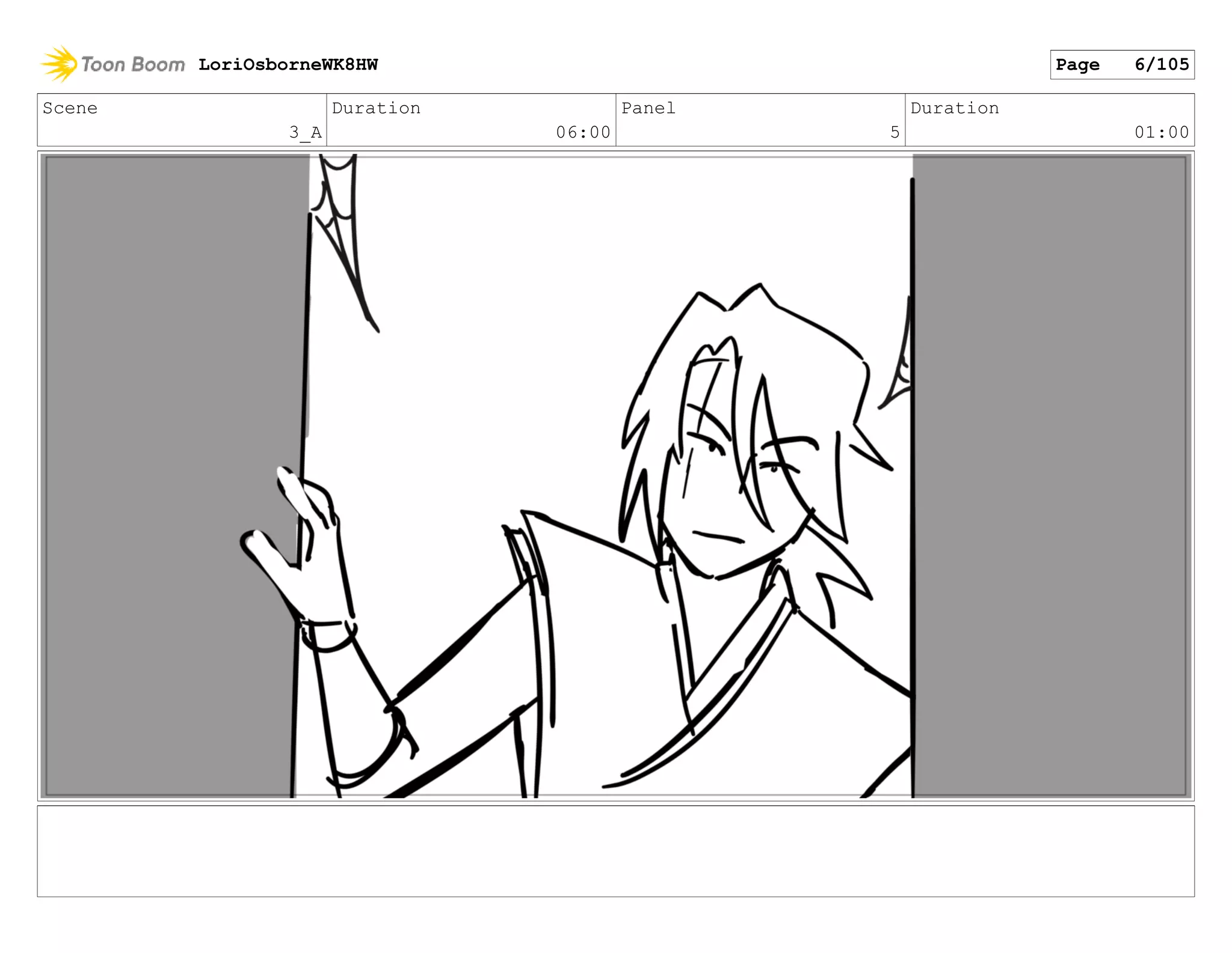 Scene
3_A
Duration
06:00
Panel
5
Duration
01:00
LoriOsborneWK8HW Page 6/105
 