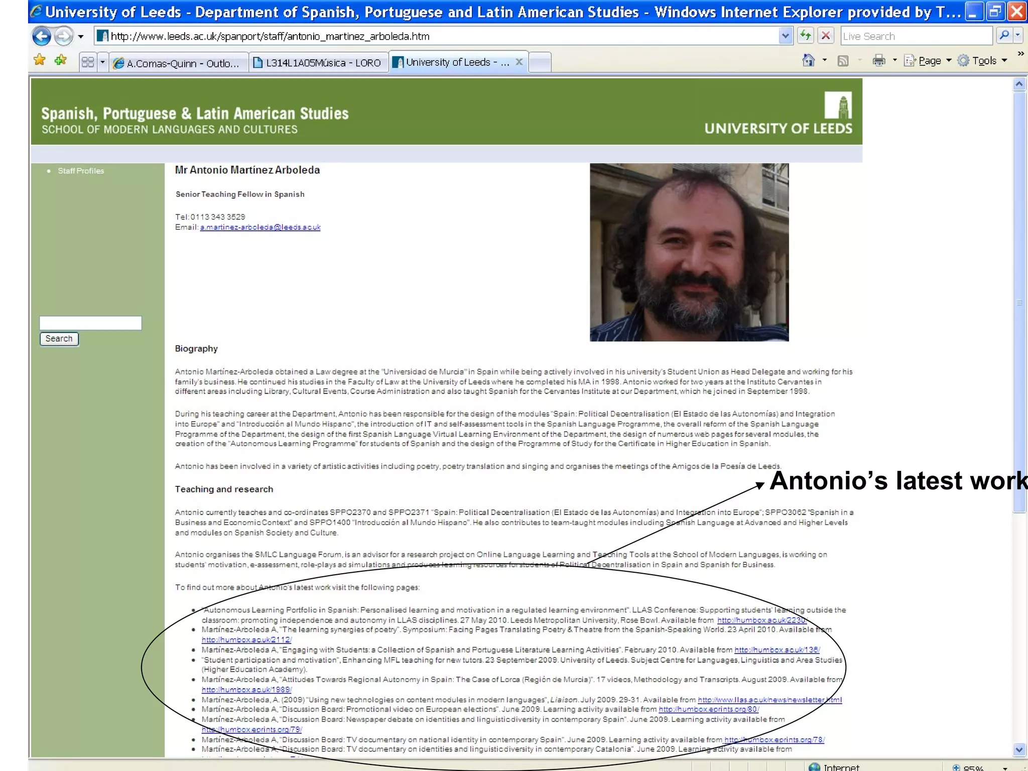 Antonio’s latest work 