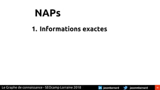 32jasonmbarnardjasonbarnardLe Graphe de connaissance - SEOcamp Lorraine 2018
NAPs
1. Informations exactes
 