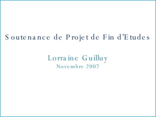 Soutenance de Projet de Fin d’Etudes Lorraine Guilluy Novembre 2007 