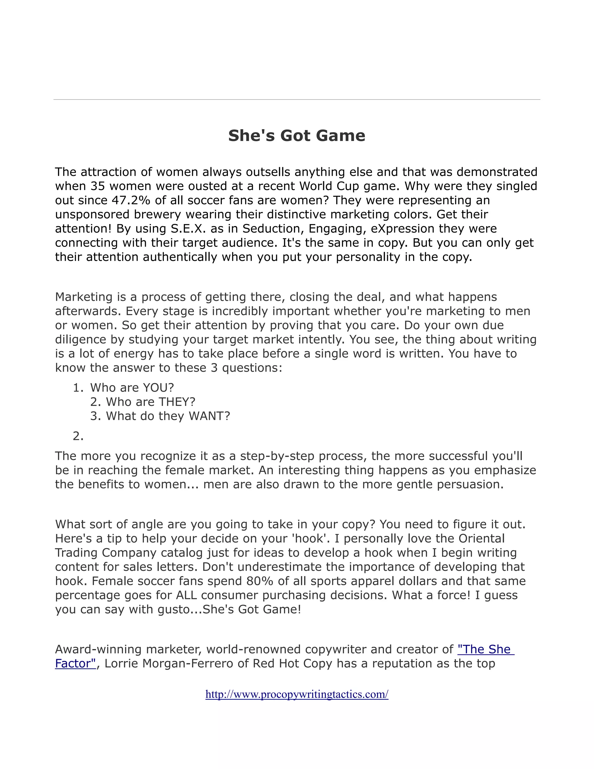 COPYWRITING SECRETS OF THE MASTERS - Lorrie Morgan Ferrero | PDF