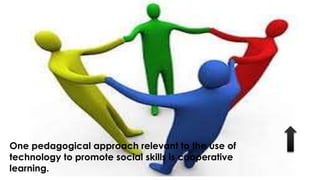 One pedagogical approach relevant to the use of
technology to promote social skills is cooperative
learning.
 