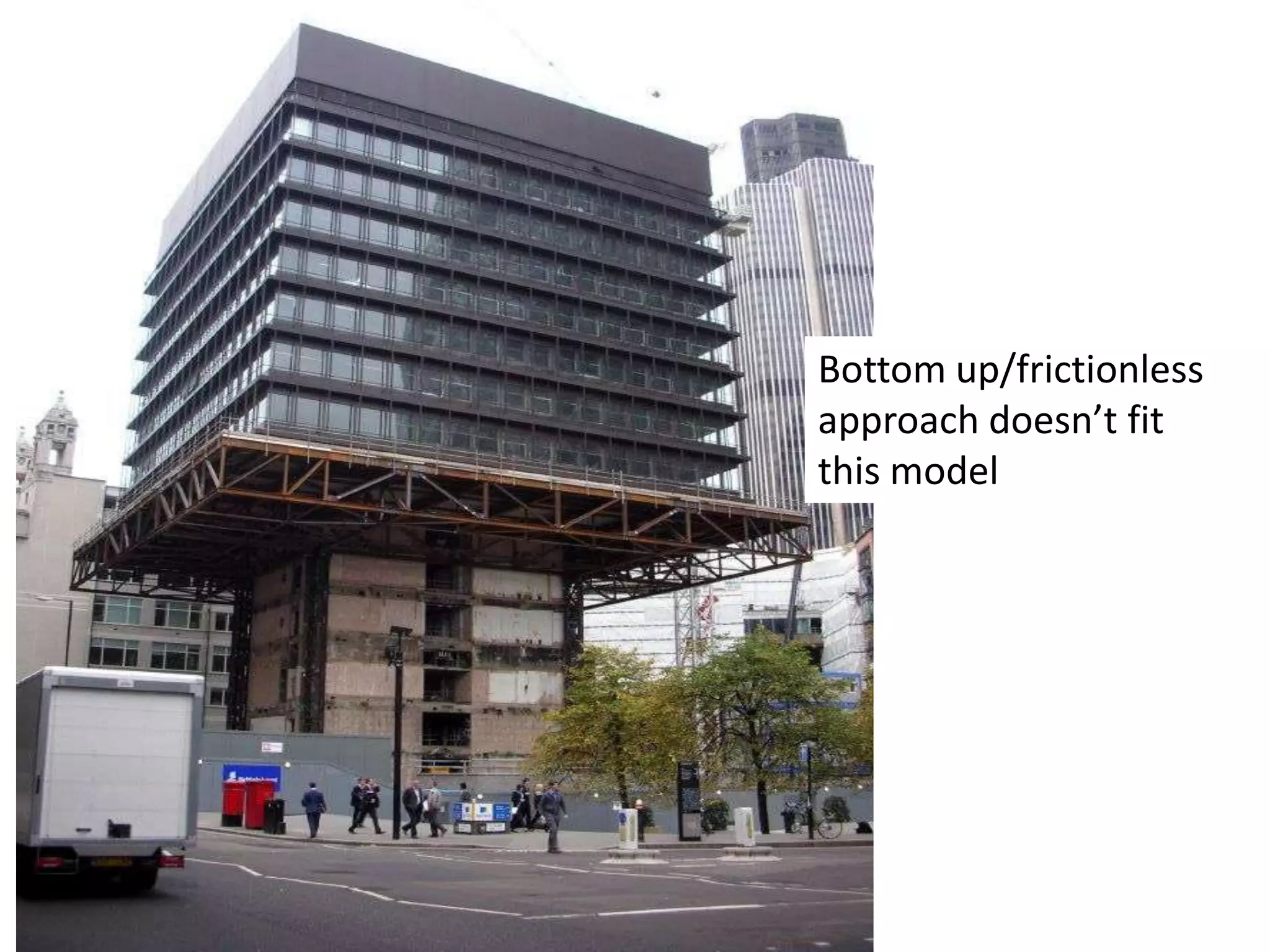 Bottom up/frictionless approach doesn’t fit this model 