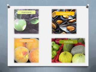 manzana
mejillones
melocotones melones
 