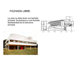 FACHADA LIBRE : La casa no debe tener una fachada  principal. Da jerarquía a una fachada  desfasándola de la estructura  principal 