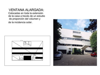 VENTANA ALARGADA: Colocadas en toda la extensión  de la casa a través de un estudio de proporción del volumen y  de la incidencia solar . 