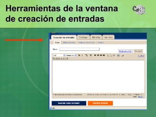 Herramientas de la ventana  de creación de entradas 