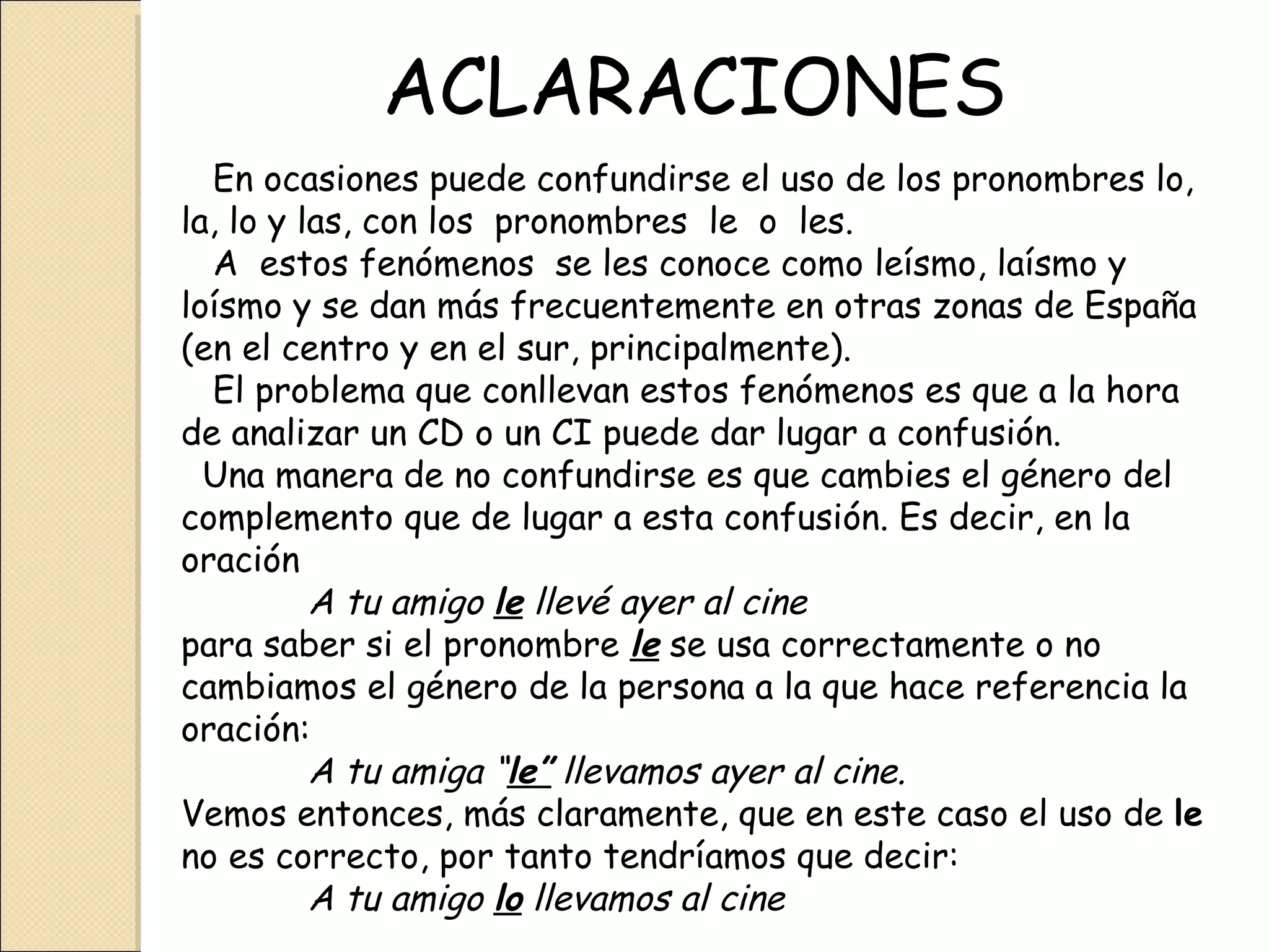 Los Complementos Verbales | PPT