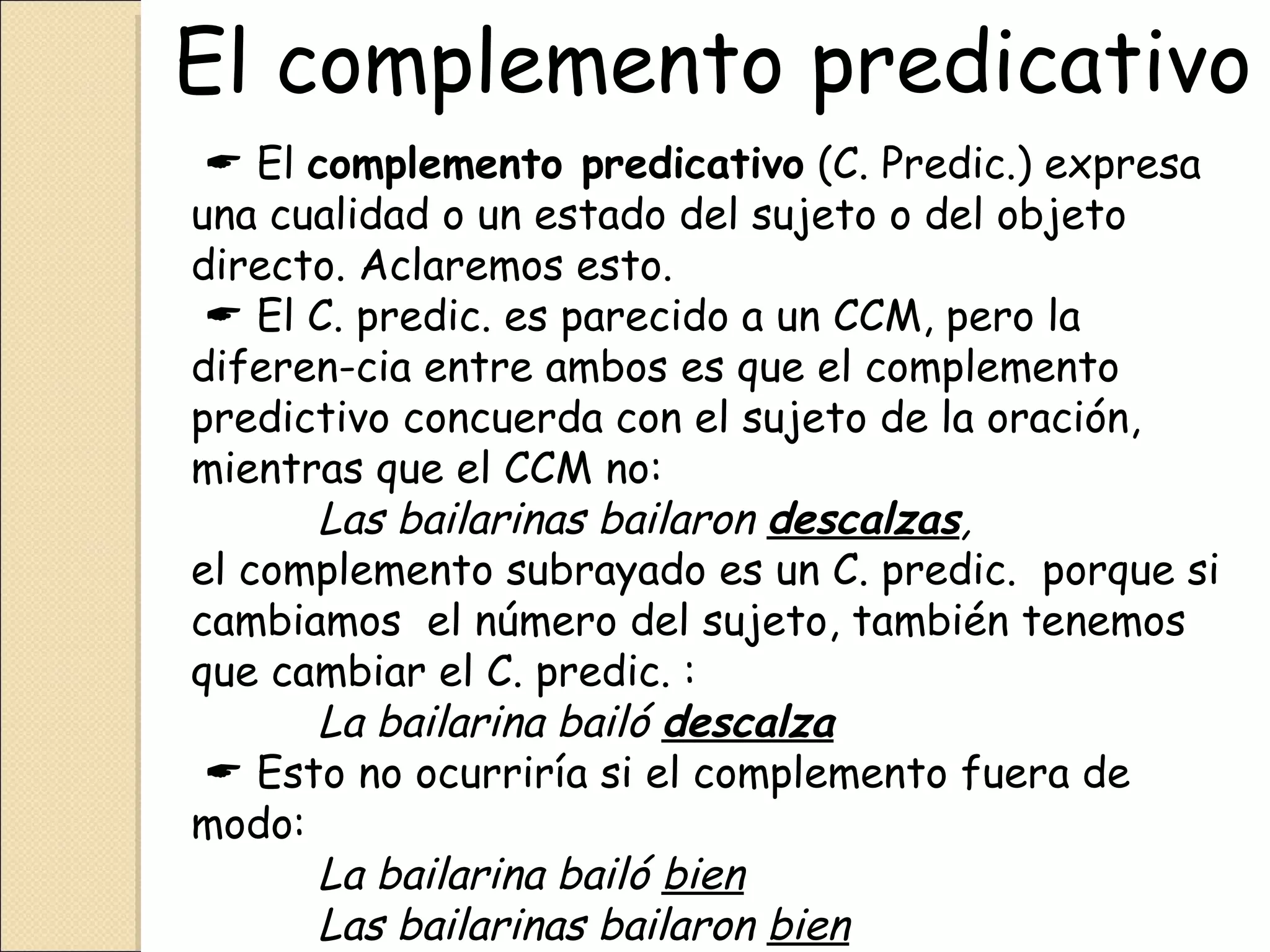 Los Complementos Verbales | PPT