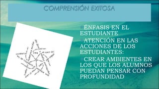ÉNFASIS EN EL ESTUDIANTE ATENCIÓN EN LAS ACCIONES DE LOS ESTUDIANTES: CREAR AMBIENTES EN LOS QUE LOS ALUMNOS PUEDAN PENSAR CON PROFUNDIDAD 