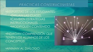 RESPUESTAS DE LOS ESTUDIANTES:  DIRIJAN LAS CLASES, CAMBIEN ESTRATEGIAS INSTRUCCIONALES MODIFIQUEN CONTENIDO INDAGAN COMPRENSIÓN QUE TIENEN LOS ALUMNOS DE LOS CONCEPTOS ANIMAN AL DIÁLOGO 