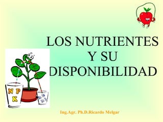 LOS NUTRIENTES Y SU DISPONIBILIDAD Ing.Agr. Ph.D.Ricardo Melgar 