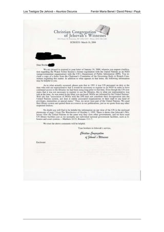 Los Testigos De Jehová – Asuntos Oscuros Ferrán Maria Benet / David Pérez i Payà
 