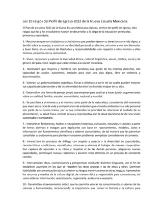 Los 10 rasgos del Perfil de Egreso 2022 de la Nueva Escuela Mexicana ...