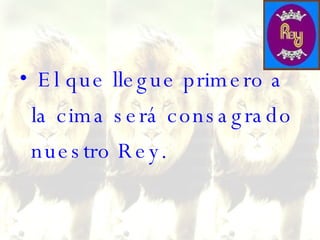 El que llegue primero a la cima será consagrado nuestro Rey.  