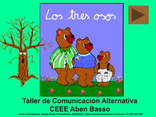 Taller de Comunicación Alternativa
CEEE Aben Basso
Autor pictogramas: Sergio Palao Procedencia: ARASAAC (http://catedu.es/arasaac/) Licencia: CC (BY-NC-SA)
 