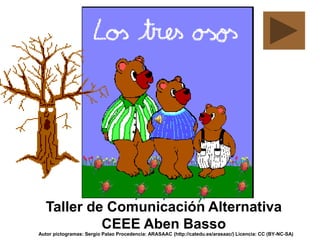 Taller de Comunicación Alternativa
CEEE Aben BassoAutor pictogramas: Sergio Palao Procedencia: ARASAAC (http://catedu.es/arasaac/) Licencia: CC (BY-NC-SA)
 