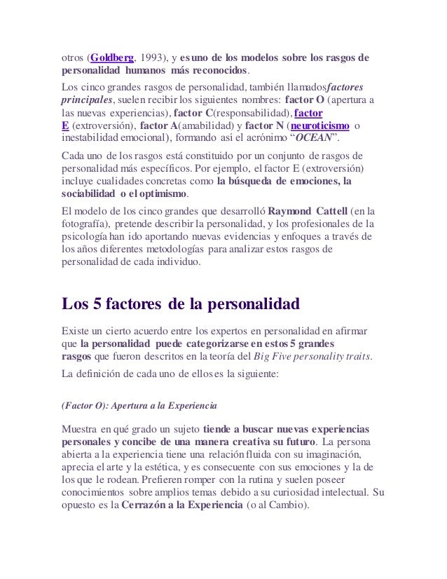 Los 5 Grandes Rasgos De Personalidad<script async src=