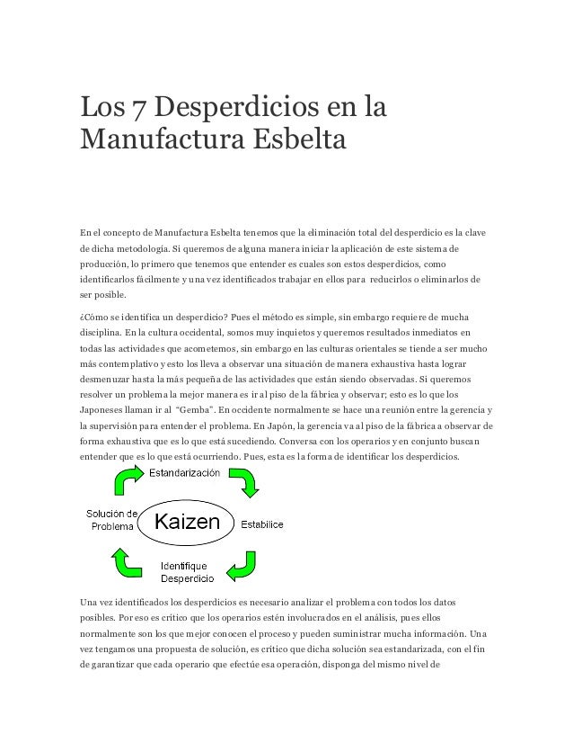 Los 7 desperdicios en la manufactura esbelta
