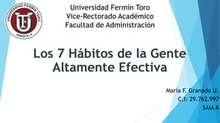 María F. Granado U.
C.I: 29.762.997
SAIA A
Universidad Fermín Toro
Vice-Rectorado Académico
Facultad de Administración
 