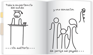 Toda la experiencia
   del mundo
                              y una sensación




+ + + sin auditorio + + +
                            de parche mal pegado + + +
 