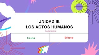 UNIDAD III:
LOS ACTOS HUMANOS


Causa Efecto
Lucia Garza
 
