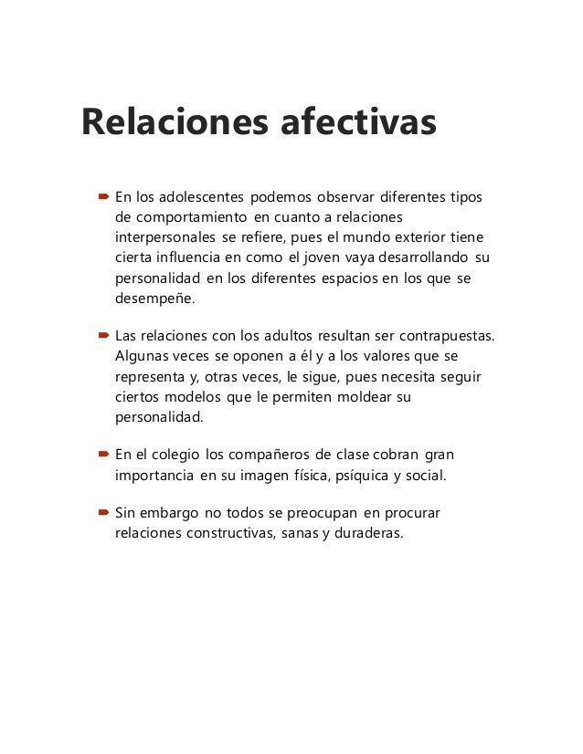 Los adolescentes y su bienestar socio afectivo