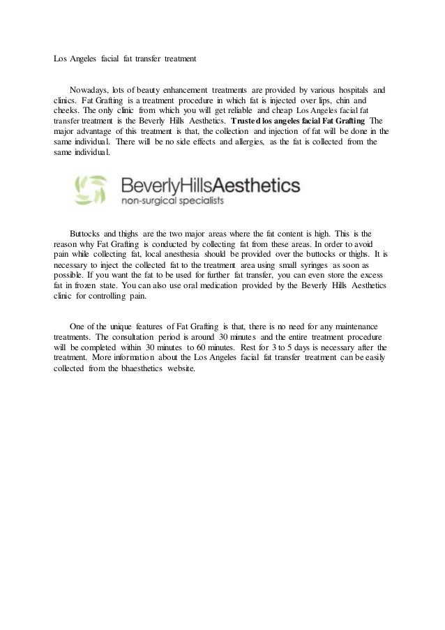 Los Angeles facial fat transfer treatment