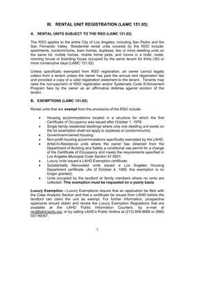 Los Angeles Rent Stabilization Handbook (Rent Control) | PDF