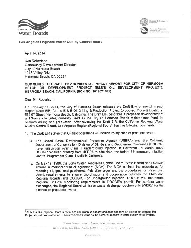 Los Angeles Regional Water Quality Control Board Draft Environmental