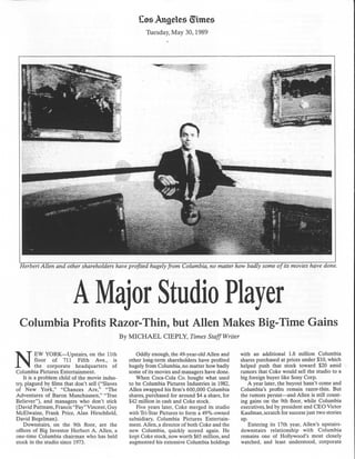 A Major Studio Player | The Los Angeles Times