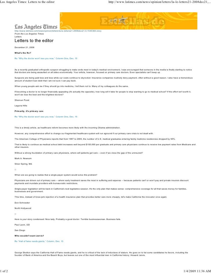 los angeles times letter 12 21 08 letter to the editor la times