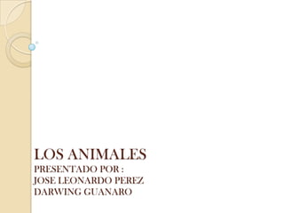 LOS ANIMALESPRESENTADO POR :JOSE LEONARDO PEREZDARWING GUANARO 