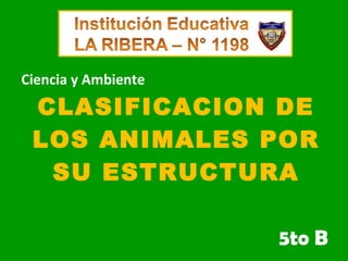 CLASIFICACION DE LOS ANIMALES POR SU ESTRUCTURA 5to B Ciencia y Ambiente 