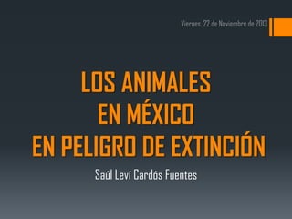 LOS ANIMALES
EN MÉXICO
EN PELIGRO DE EXTINCIÓN
Saúl Leví Cardós Fuentes

 