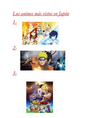Los animes más vistos en Japón
1-
2-
3-
 