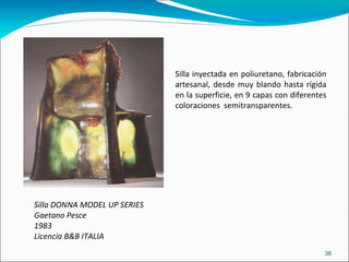 Silla DONNA MODEL UP SERIES Gaetano Pesce 1983 Licencia B&B ITALIA Silla inyectada en poliuretano, fabricación artesanal, desde muy blando hasta rígida en la superficie, en 9 capas con diferentes coloraciones  semitransparentes. 