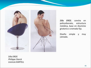 Silla EROS  Philippe Starck Licencia KARTELL Silla EROS . concha en policarbonato, estructura metálica, base en Aluminio giratoria o cromada fija.  Diseño simple y muy cómodo.  