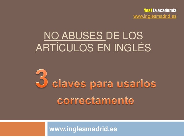 Los Articulos En Ingles