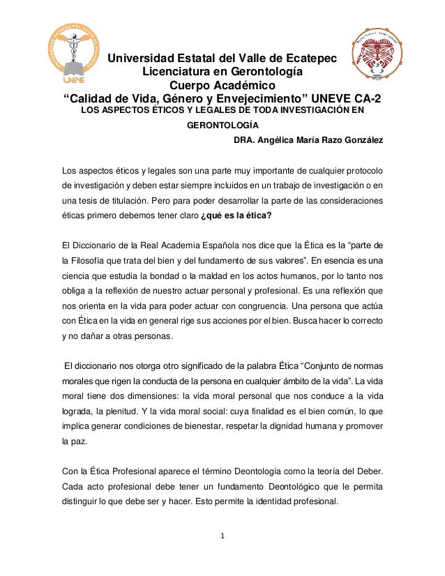 Los aspectos eticos y legales de toda investigacion