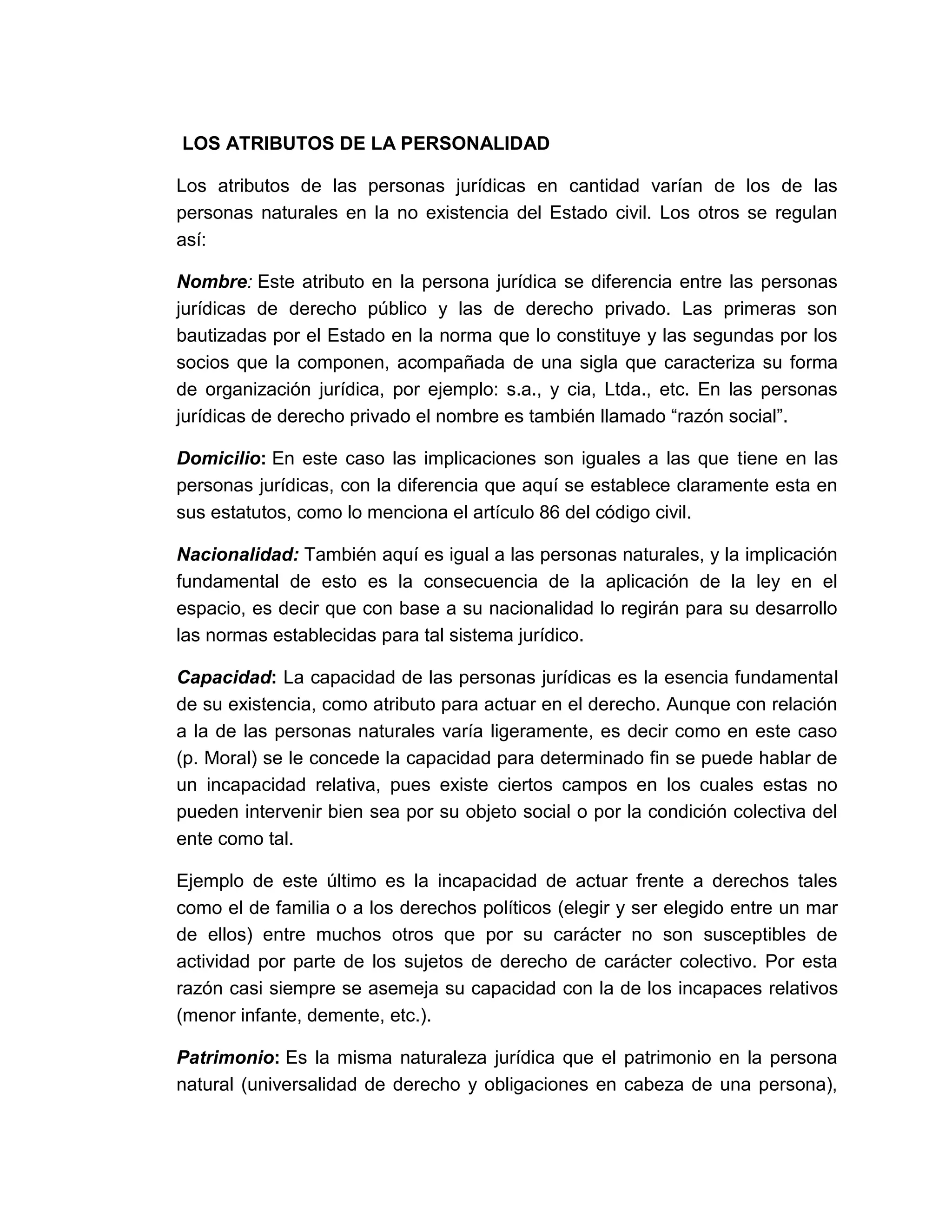 Los atributos de la personalidad | PDF