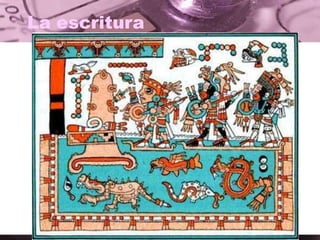 La escritura
¿Qué ves en este dibujo de los
aztecas?
 