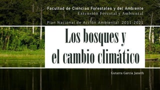 Losbosquesy
elcambioclimático
Gutarra Garcia Janeth
Facultad de Ciencias Forestales y del Ambiente
Extensión Forestal y Ambiental
Plan Nacional de Acción Ambiental 2011 -2021
 