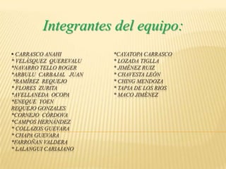 Integrantes del equipo: ,[object Object],[object Object]