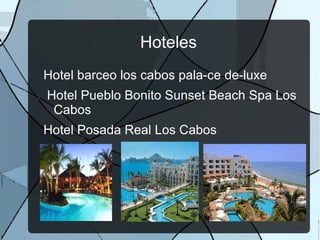 ¿Cuales son los atractivos naturales o culturales del lugar? ofrece restos de naufragios, cavernas y cascadas de arena submarinas, playas tranquilas también cuenta con el arrecife de Cabo pulmón el famoso arco de cabo san Lucas