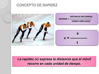 El TIEMPOEl tiempo (t) se refiere a lo que tarda el móvil en recorrer la trayectoria.